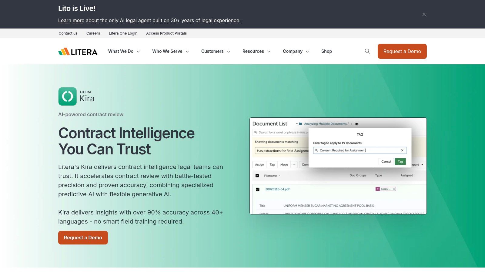 Litera — Kira (with GenAI) and Lito AI Legal Agent