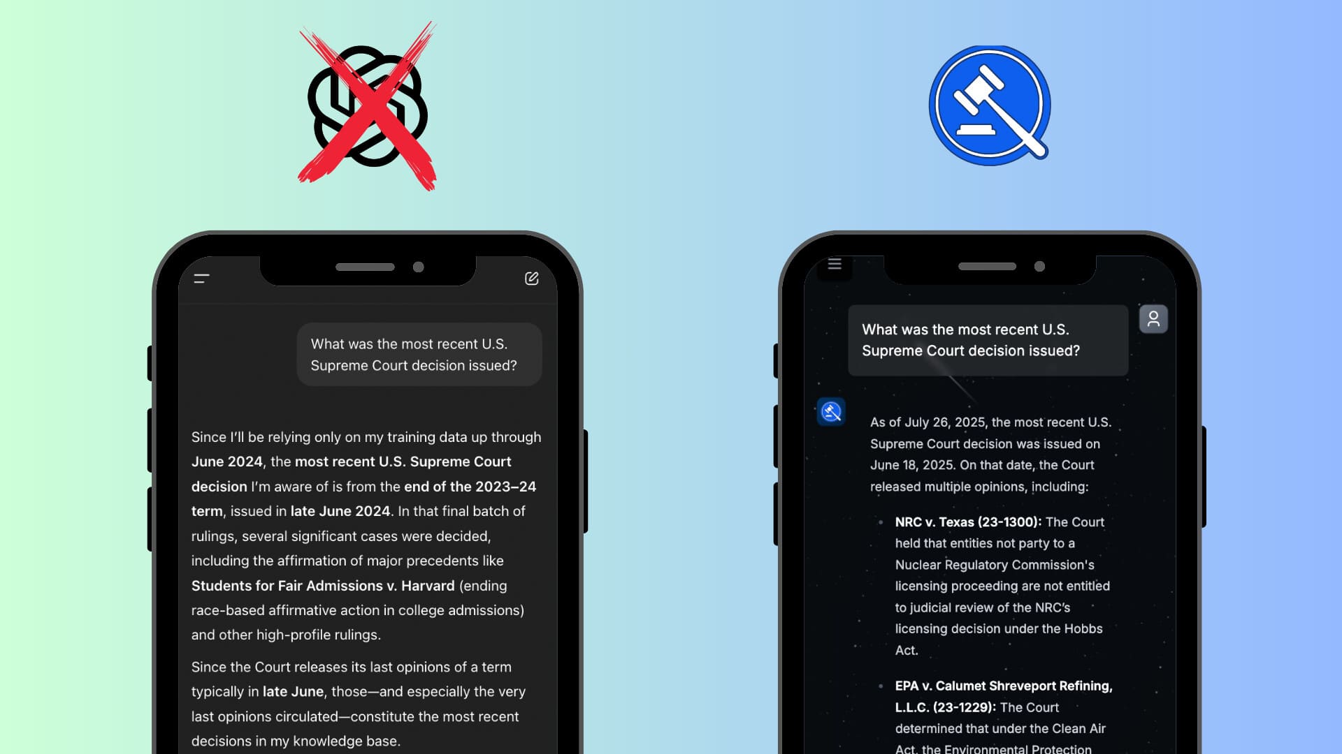 Comparison between general AI chatbots and specialized legal AI tools ChatGPT vs specialized legal AI comparison