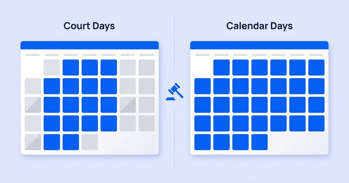 Court days vs. calendar days — how to count court days for legal deadlines